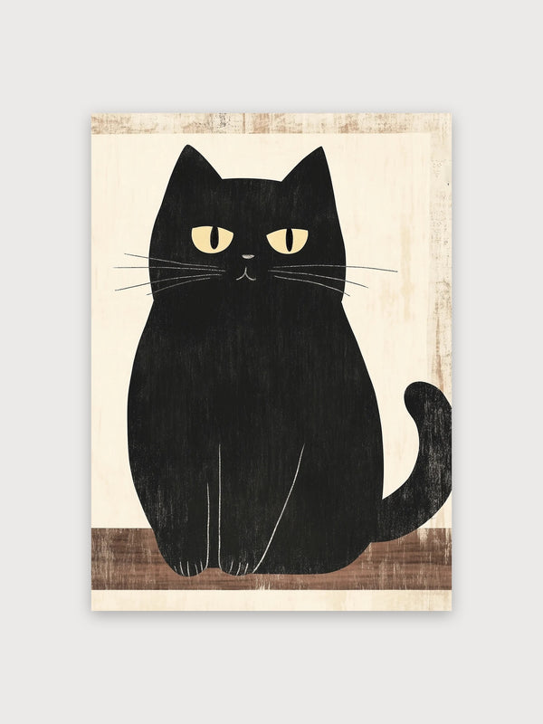 Black Cat Minimalist Portrait - Digital Download