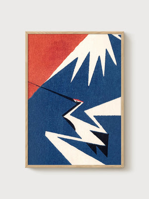 Bauhaus Crane Poster poster in oak frame