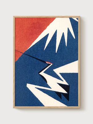 Bauhaus Crane Poster poster in oak frame