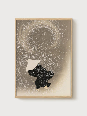 Japandi Wabi Sabi Wall Art poster in oak frame