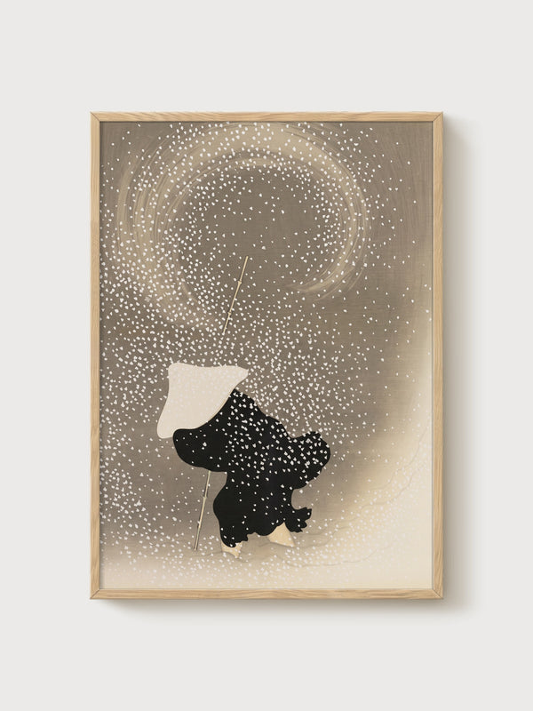 Japandi Wabi Sabi Wall Art poster in oak frame