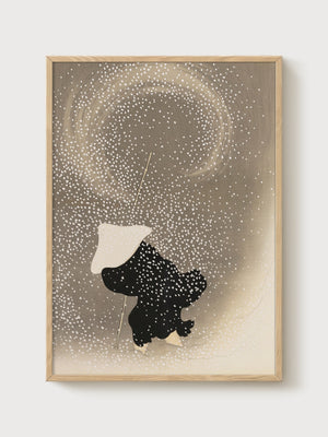 Japandi Wabi Sabi Wall Art poster in oak frame