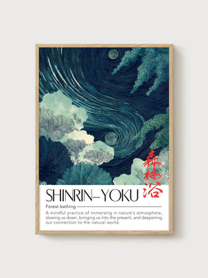 Shinrin Yoku Forest Bathing Print poster in oak frame