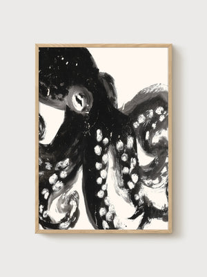 Octopus Wall Art Poster poster in oak frame