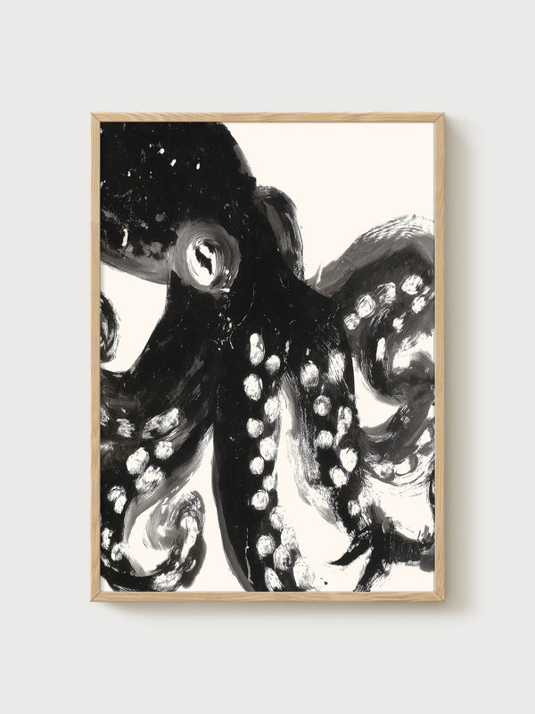 Octopus Wall Art Poster poster in oak frame