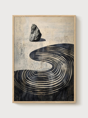 Wabi Sabi Wall Art poster in oak frame