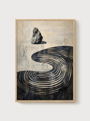 Wabi Sabi Wall Art poster in oak frame