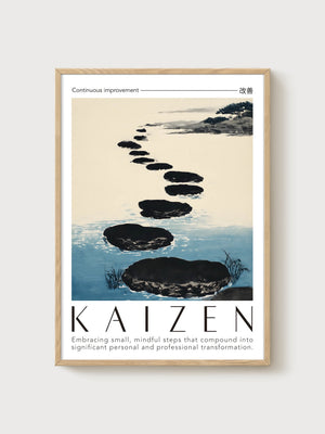 Kaizen Zen Garden Poster poster in oak frame