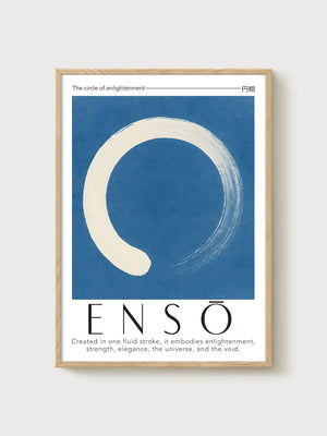 Enso Zen Circle Print poster in oak frame