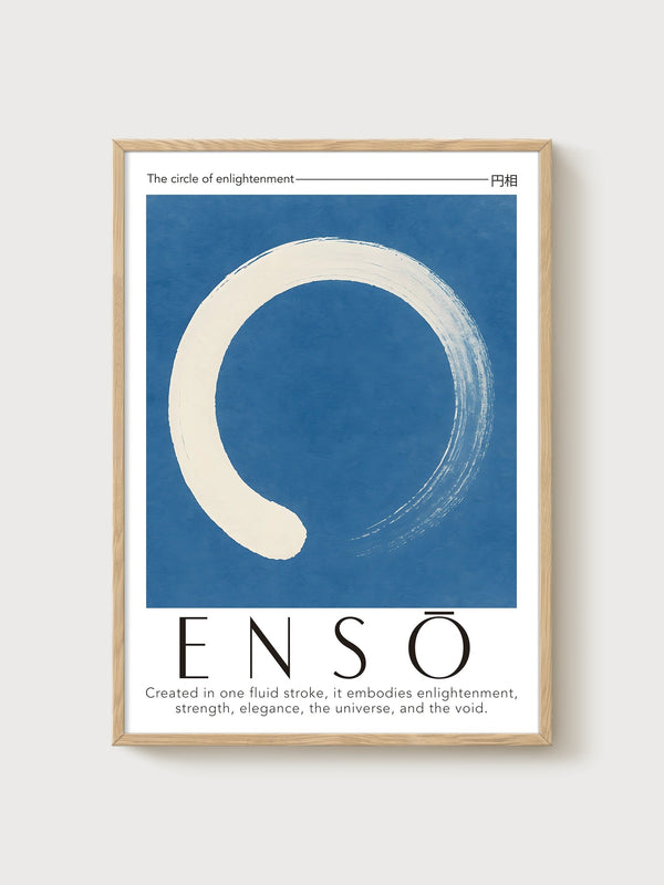 Enso Zen Circle Print poster in oak frame