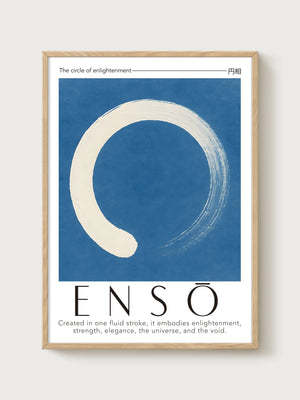 Enso Zen Circle Print poster in oak frame