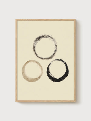 Wabi Sabi Enso Circles Print poster in oak frame