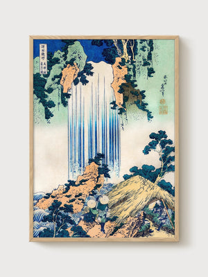 Katsushika Hokusai Waterfall Poster poster in oak frame