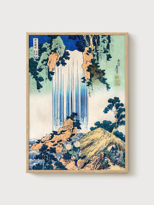 Katsushika Hokusai Waterfall Poster poster in oak frame