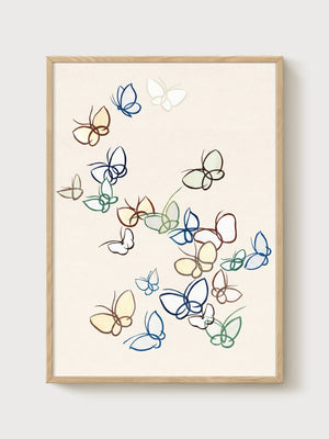 Butterfly Wall Art poster in oak frame