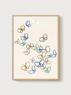 Butterfly Wall Art poster in oak frame