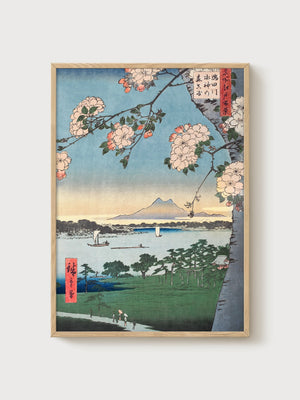 Ukiyo E Wall Art poster in oak frame