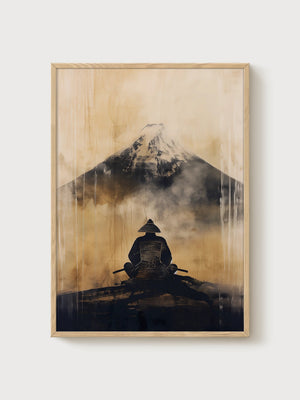 Samurai Art Print poster in oak frame