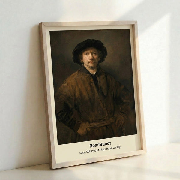 Framed art print depicting a thoughtful male portrait in earth tones and black, with loose impressionistic brushwork and warm lighting that creates a contemplative atmosphere.