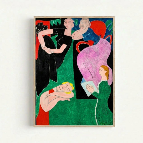 Modern art print with flowing organic forms in bright jewel tones, creating an energetic and uplifting wall display.