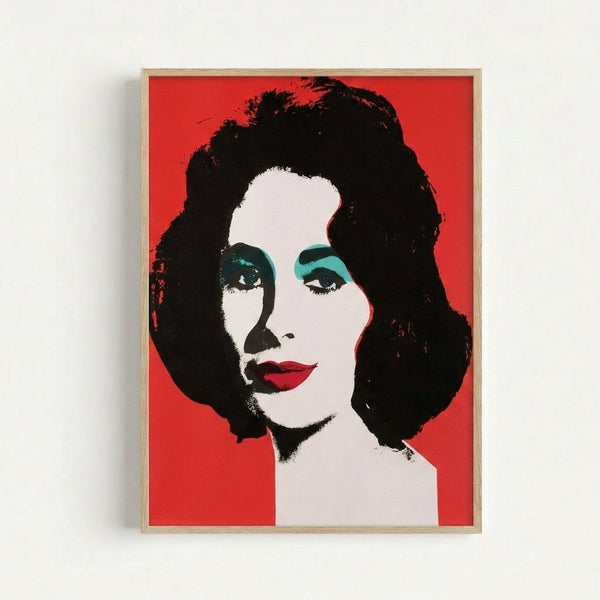 Colorful Andy Warhol-style screen print featuring a celebrity portrait with bright hues and simplified forms characteristic of 1960s pop art.