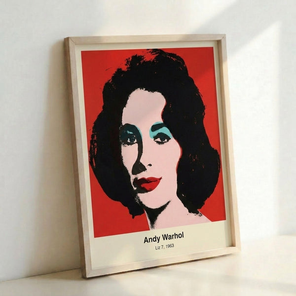 Modern pop art wall art showing a glamorous portrait in striking magenta and cyan hues with yellow accents, characteristic of 1960s pop art aesthetics.