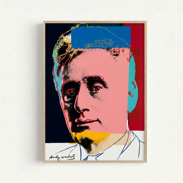 Colorful silkscreen-style portrait print of Louis Brandeis with bold contrasting hues, part of a series honoring influential Jewish leaders and thinkers.