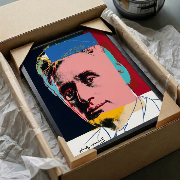 Warhol-influenced pop art portrait of Louis Brandeis in rich, vibrant hues, a framed historical art print honoring twentieth century Jewish leaders.