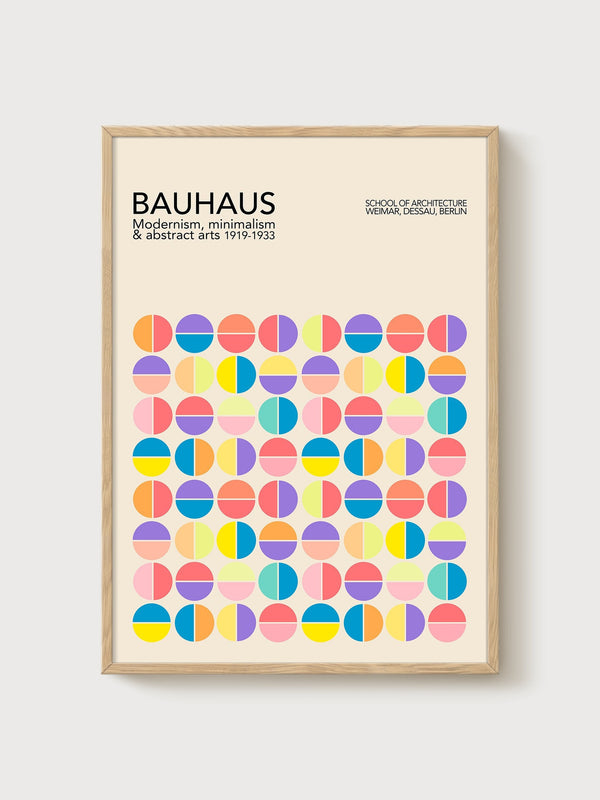 Bauhaus Print poster in oak frame