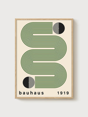 Bauhaus Print poster in oak frame