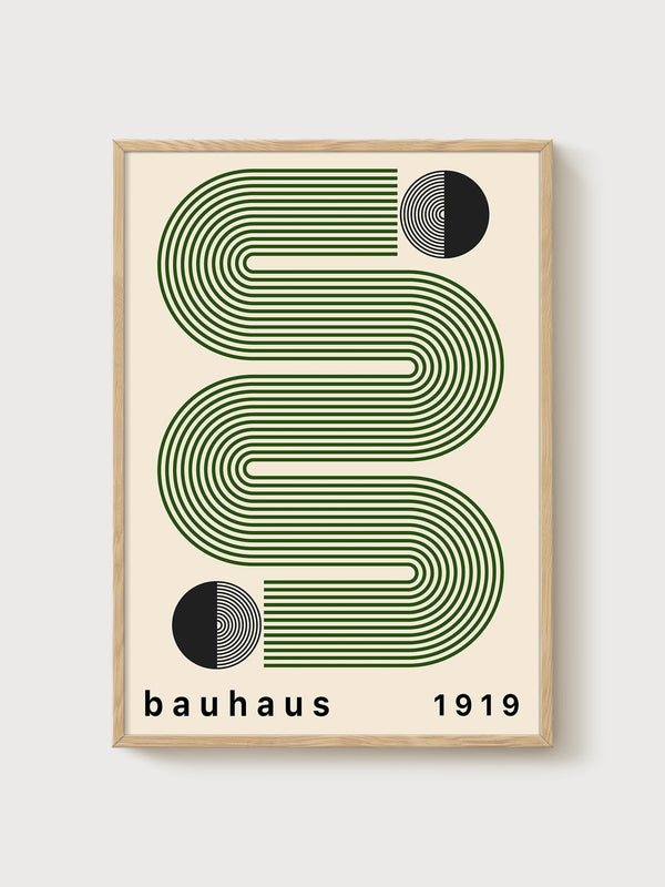 Bauhaus Print poster in oak frame