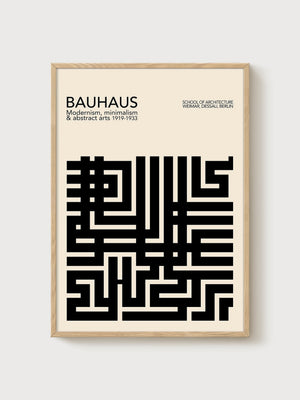 Bauhaus Print poster in oak frame