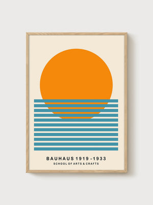 Bauhaus Print poster in oak frame