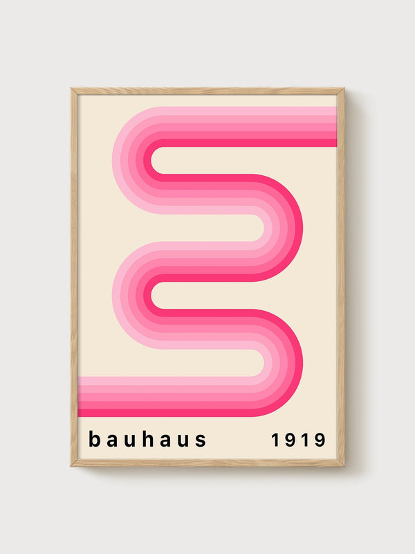 Bauhaus Print poster in oak frame
