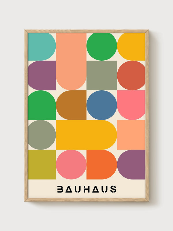 Bauhaus Print poster in oak frame
