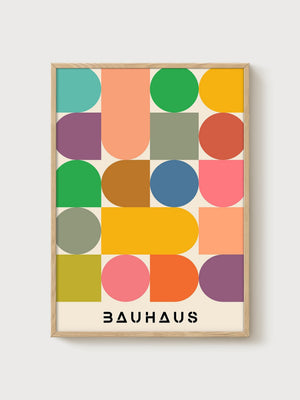 Bauhaus Print poster in oak frame