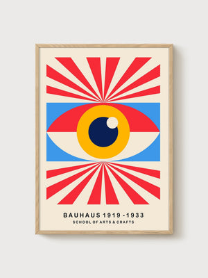 Bauhaus Print poster in oak frame