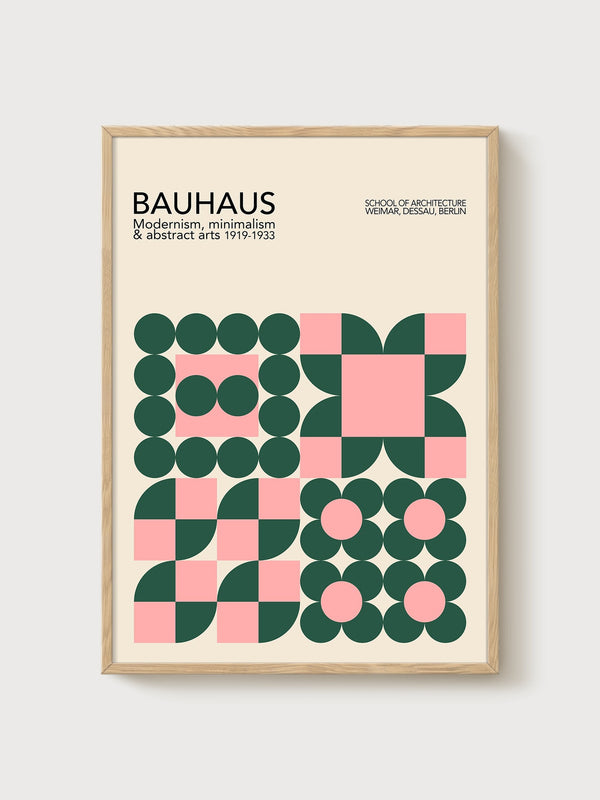 Bauhaus Print poster in oak frame