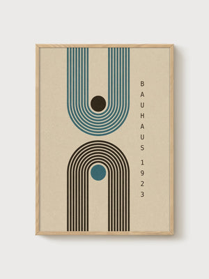 Bauhaus Print poster in oak frame