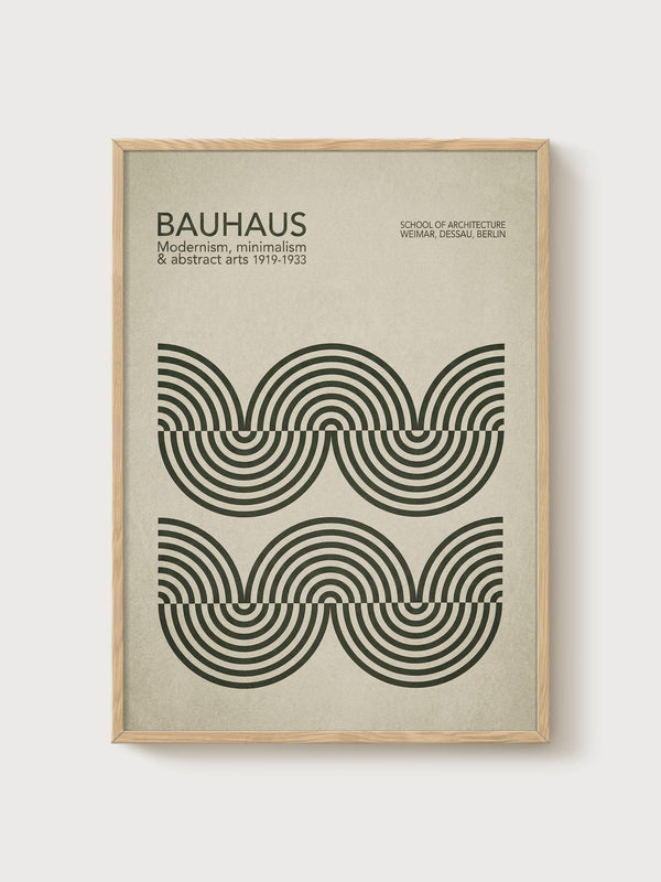 Bauhaus Print poster in oak frame