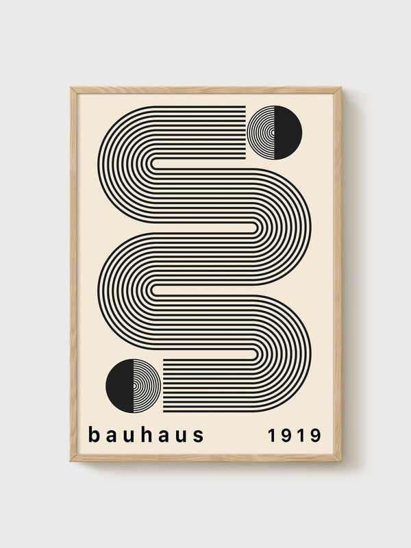 Bauhaus Print poster in oak frame