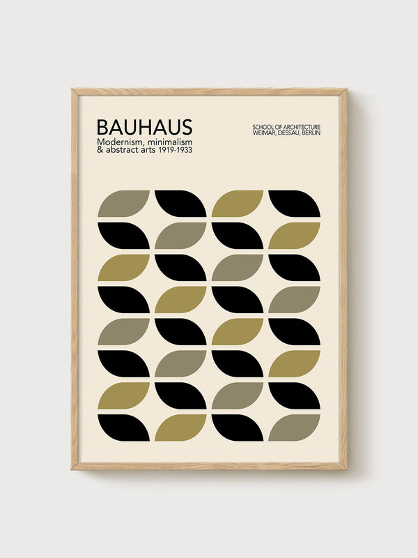Bauhaus Print poster in oak frame