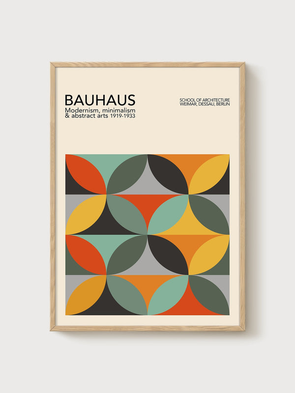 Bauhaus Print poster in oak frame