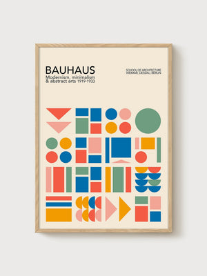 Bauhaus Print poster in oak frame