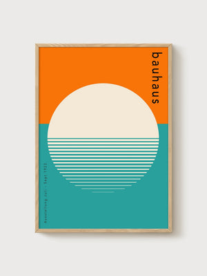 Bauhaus Print poster in oak frame