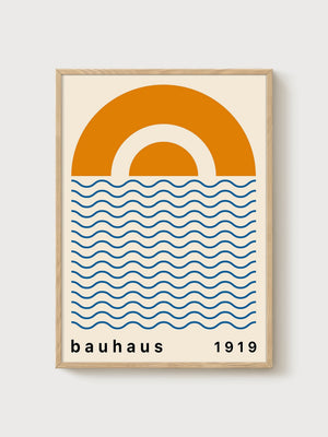 Bauhaus Print poster in oak frame