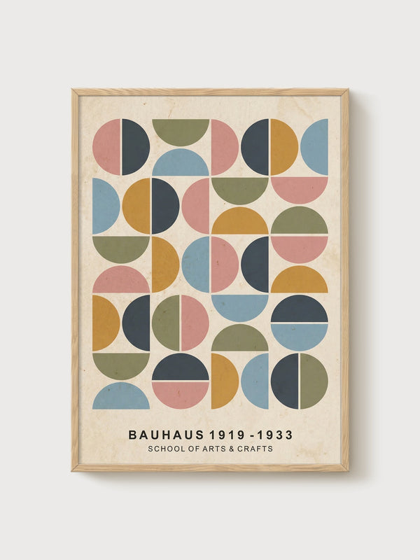 Bauhaus Print poster in oak frame