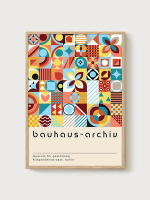 Bauhaus Print poster in oak frame