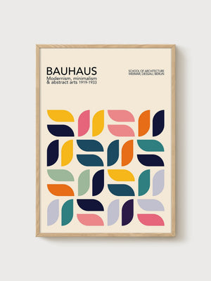 Bauhaus Print poster in oak frame