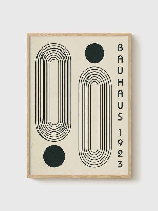 Bauhaus Print poster in oak frame